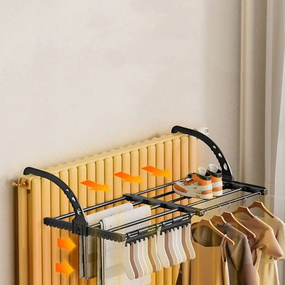 Carbon Steel Radiator Drying Rack Foldable Space-Saving Balcony Drying Shoe Rack Adjustable Retractable Radiator Cloth Airer