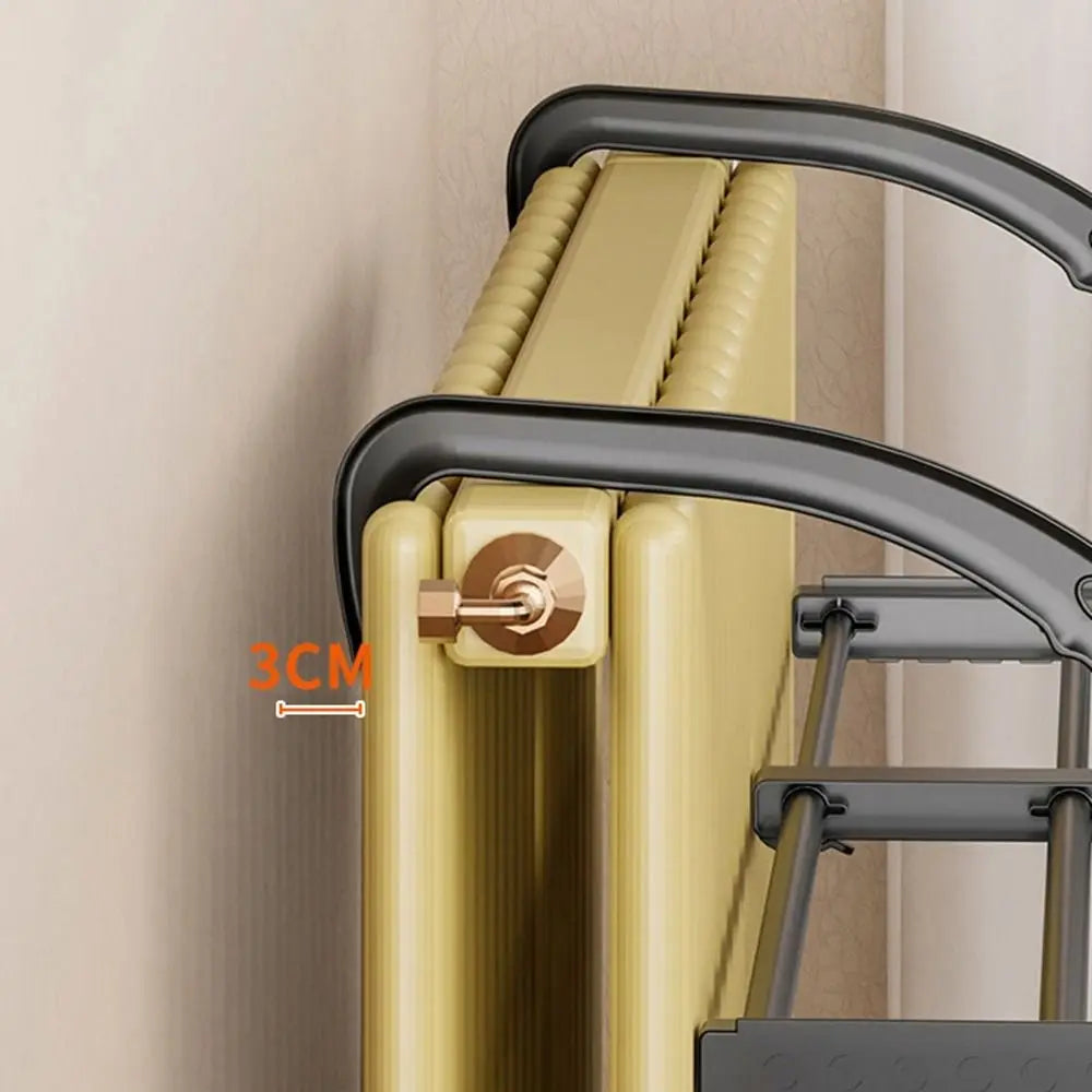 Carbon Steel Radiator Drying Rack Foldable Space-Saving Balcony Drying Shoe Rack Adjustable Retractable Radiator Cloth Airer
