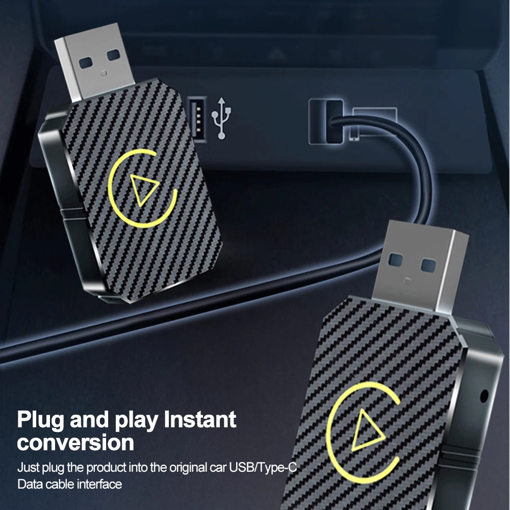 2-in-1 Kabelloser CarPlay & Android Auto Adapter – 5GHz WiFi, USB-C/USB Plug & Play