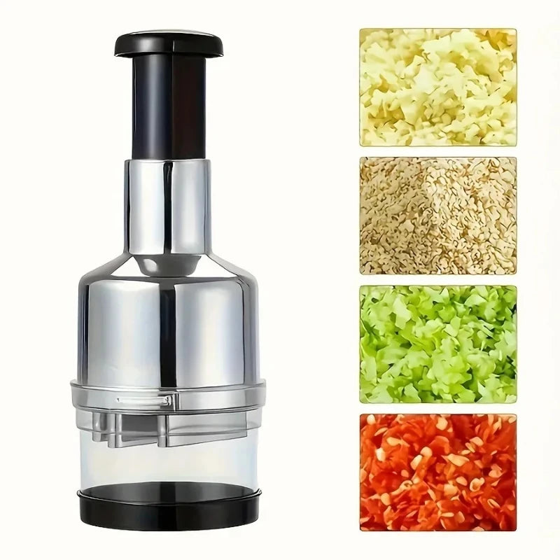 Multifunktionaler Edelstahl-Knoblauch- & Gemüsezerkleinerer – Handpresse & Küchenhelfer