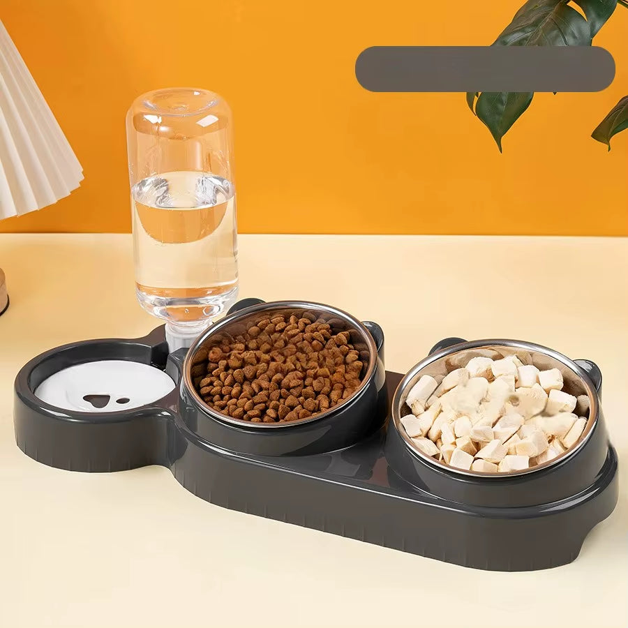 Stainless Steel Pet Bowl and Water Feeder with Automatic Water Dispenser - Neck Protection for Dogs and Cats