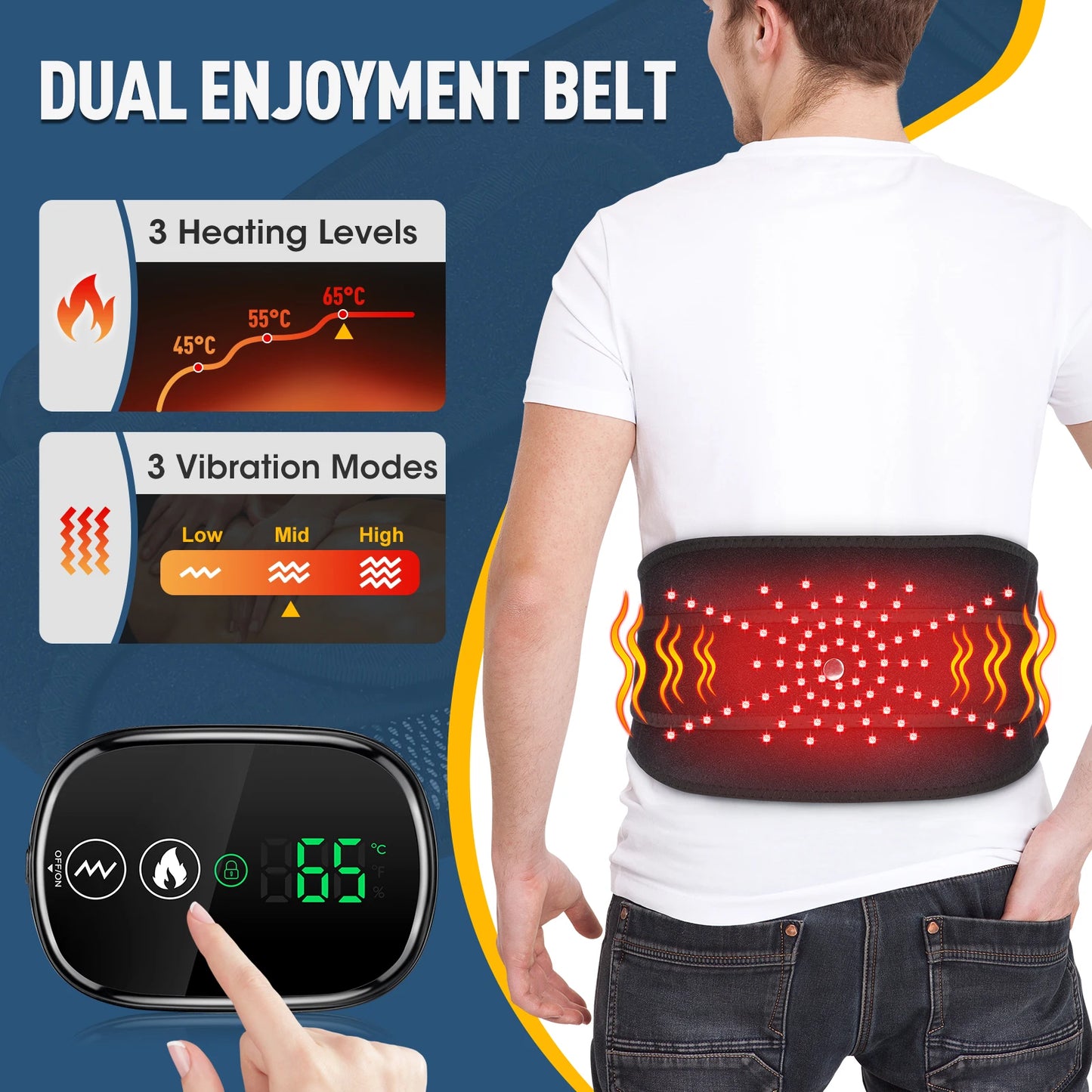 Kabelloses Heiz-Massagepad mit Rotlicht – Vibrations-Gürtel zur Muskelentspannung & Schmerzlinderung