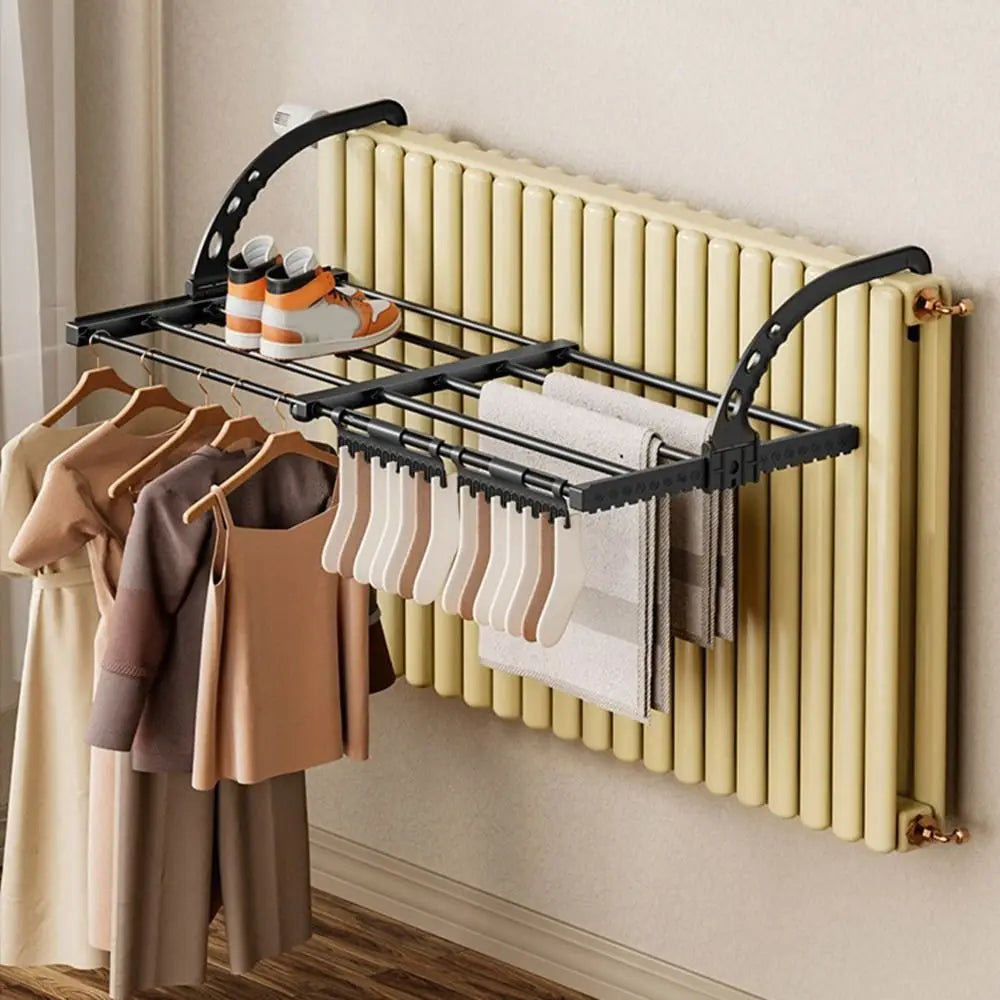 Carbon Steel Radiator Drying Rack Foldable Space-Saving Balcony Drying Shoe Rack Adjustable Retractable Radiator Cloth Airer