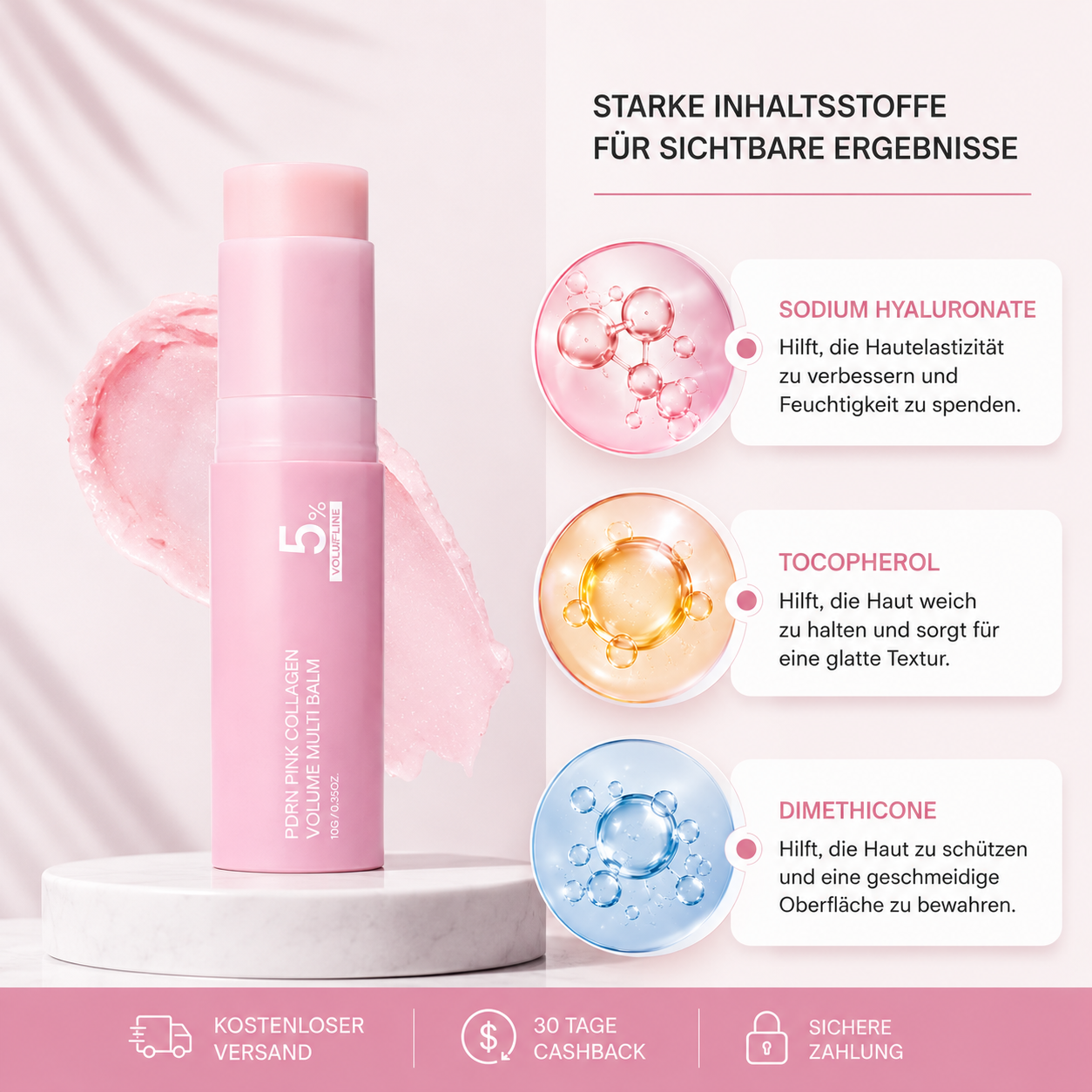 PDRN Pink Collagen Volume Multi Balm™ | Sofortiger Glow & sichtbar mehr Volumen